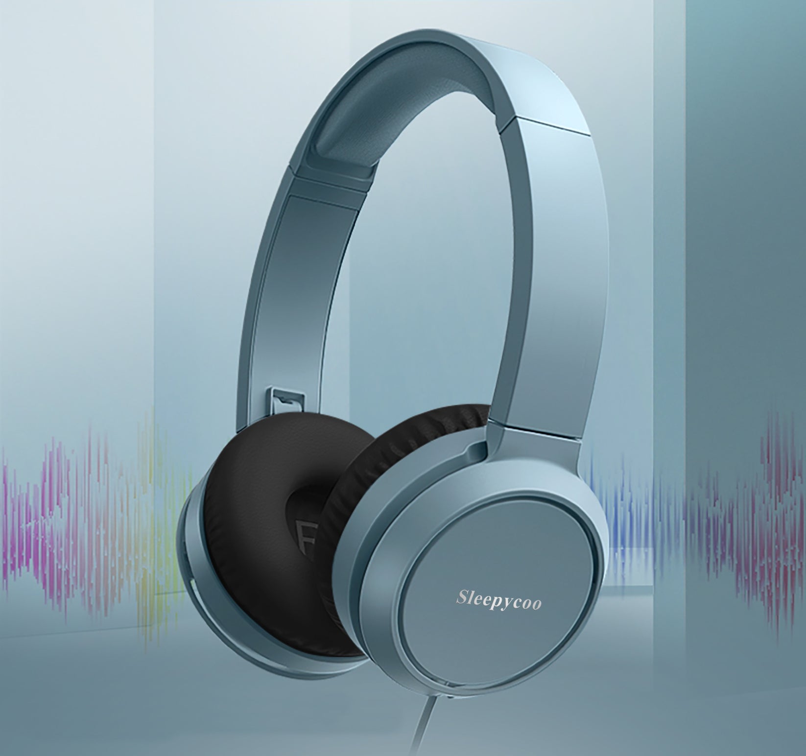 Sleepycoo Wireless Headphone,Quality Sound,32mm Drivers,Fast Charging,Lightweight,Adjustable Cushioned Headband,Soft Ear Cups,Blue