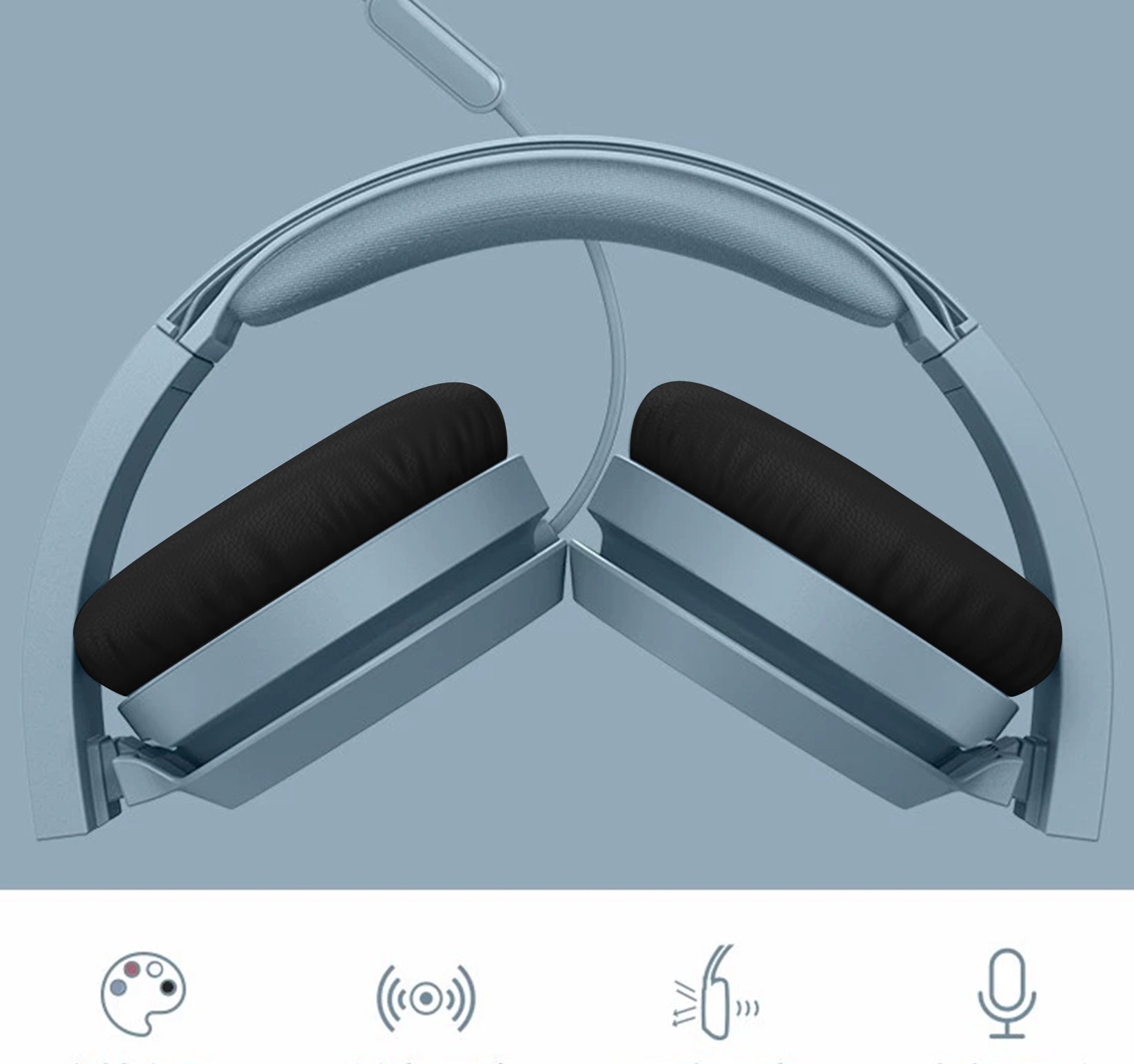 Sleepycoo Wireless Headphone,Quality Sound,32mm Drivers,Fast Charging,Lightweight,Adjustable Cushioned Headband,Soft Ear Cups,Blue